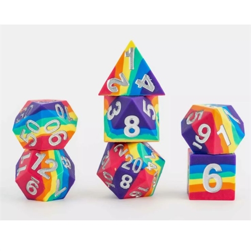 Rubber Rainbow Scatter Dice Set - Rollespilsterninger - Metallic Dice Games